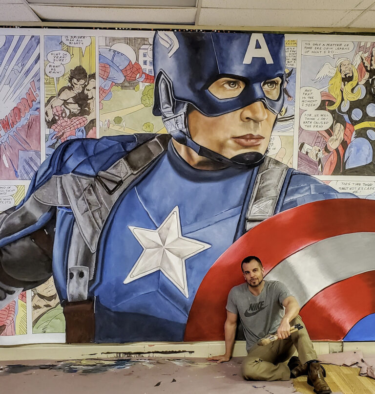 captain america mural by ct artist patrick ganino for event