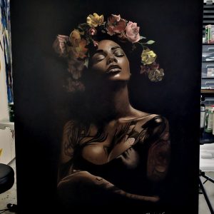 Flowers and Tats Print signed by artist 22 X 28